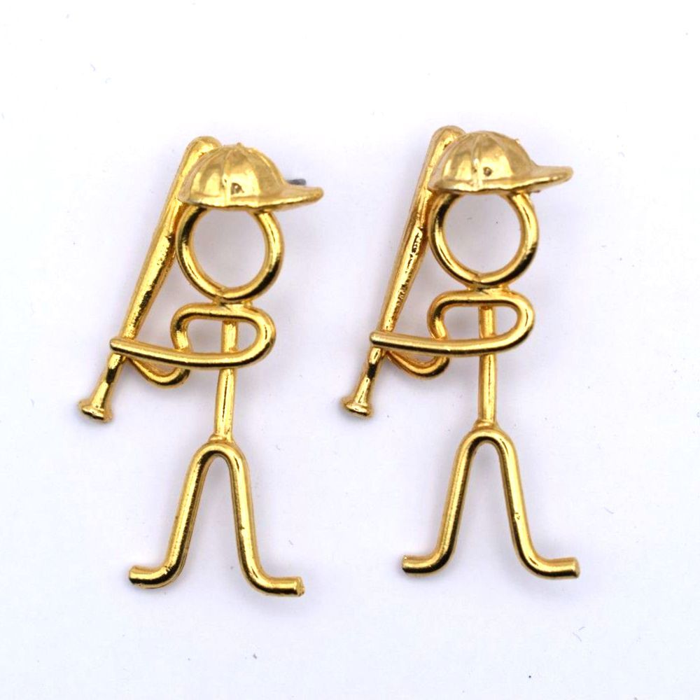 2/$20 Baseball Stick Figure Batter-Up Stud Earrings